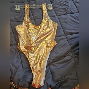 Metallic Rose Gold One-Piece Swimsuit